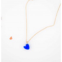 Collier Yves - Pendentif Cœur en Acrylique sur Chaîne Plaqué Or 42 cm