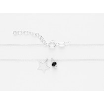 OEUF COLLIER ETOILE EN ARGENT 925 ET SA PIERRE SEMI-PRÉCIEUSE NOIR