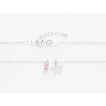 OEUF COLLIER ETOILE EN ARGENT 925 ET SA PIERRE SEMI-PRÉCIEUSE ROSE