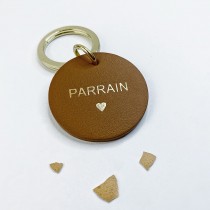 Porte-clés cuir Parrain Caché dans un œuf surprise