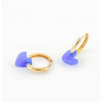 Créoles Yves - Plaqué Or 14 mm avec Pendentif Cœur en Acrylique